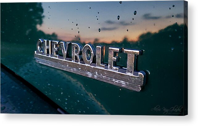 Chevy Acrylic Print featuring the photograph Chevy Sunset Reflection by Alexis King-Glandon