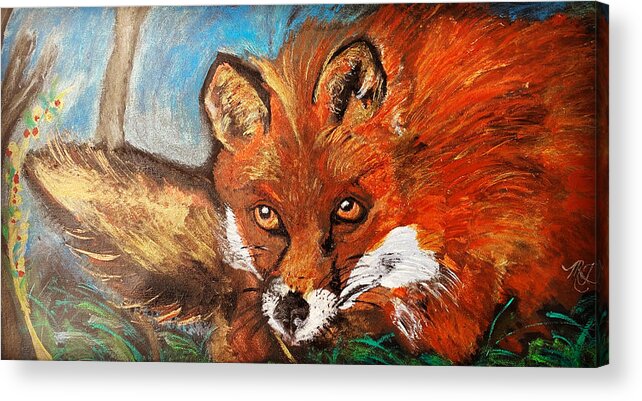 Fox Acrylic Print featuring the painting Fantastic Mr. Fox by Melody Fowler