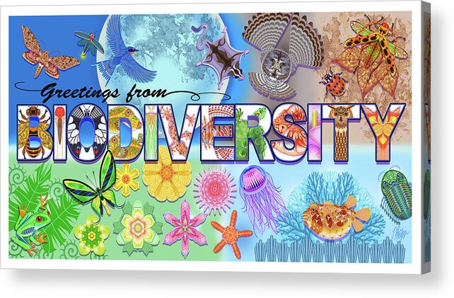 Greetings From Postcard Acrylic Print featuring the digital art Greetings From Biodiversity by Tim Phelps