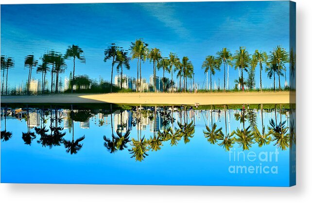 Lagoon Acrylic Print featuring the photograph Hawaii Blue Lagoon Reflections by Debra Banks