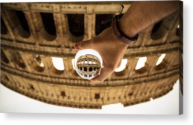 Colosseum Acrylic Print featuring the photograph Lensball photography of Colosseum in Rome, Italy by Fabiano Di Paolo