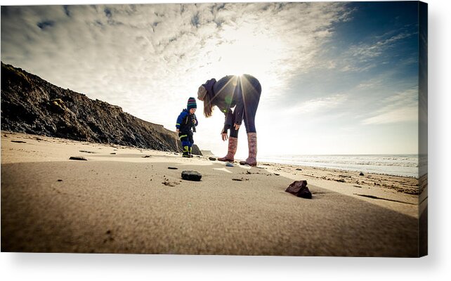 Toddler Acrylic Print featuring the photograph Looking for the Isle of Wight Dinosaurs! by s0ulsurfing - Jason Swain