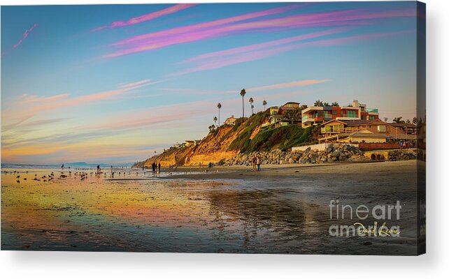 Beach Acrylic Print featuring the photograph Low Tide Colors at Moonlight Beach by David Levin