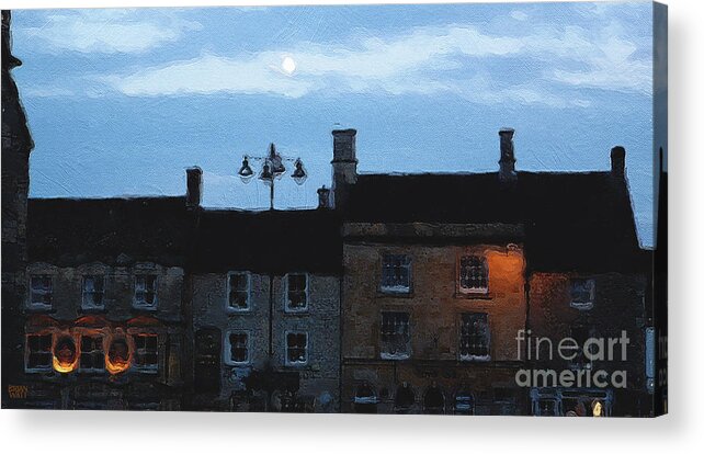 Stow-in-the-wold Acrylic Print featuring the photograph Moon Over Stow by Brian Watt
