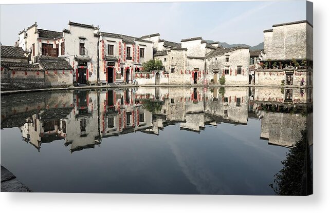 Moon Pond Acrylic Print featuring the photograph Moon Pond In Hong Village 2 by Mingming Jiang