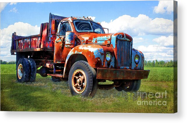 Mack Acrylic Print featuring the photograph Old Big Mack Dump Truck by Barbara McMahon