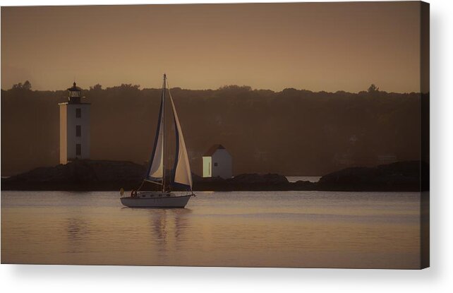 Sunset Acrylic Print featuring the photograph On Golden Bay by Christina McGoran