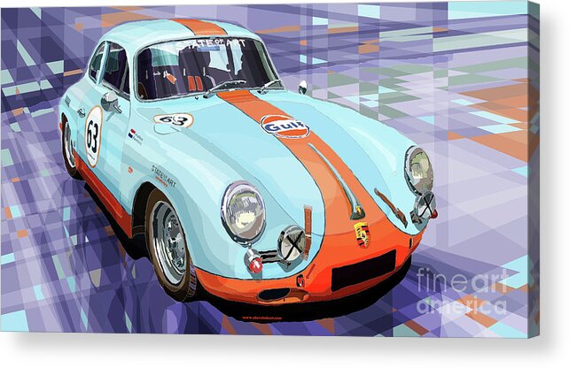 Shevchukart Acrylic Print featuring the mixed media Porsche 356 Gulf by Yuriy Shevchuk