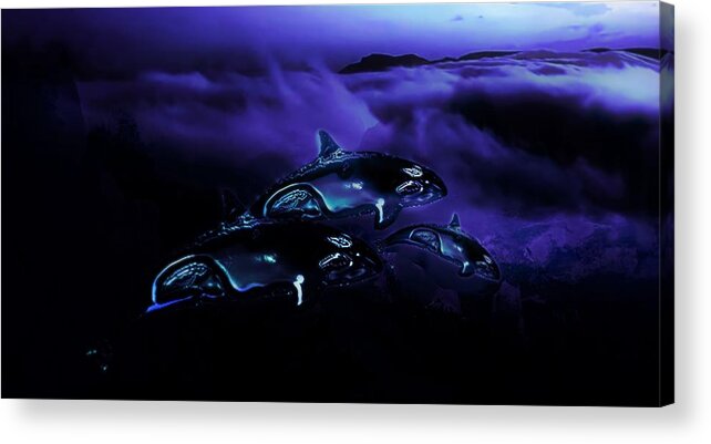 #purplemoon Acrylic Print featuring the digital art Purple Moon 1 by Aldane Wynter