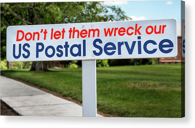 Usps Acrylic Print featuring the photograph Save the Mail sign by Phil Cardamone