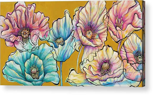 Poppy Painting Acrylic Print featuring the painting Seven Sages by Darcy Lee Saxton