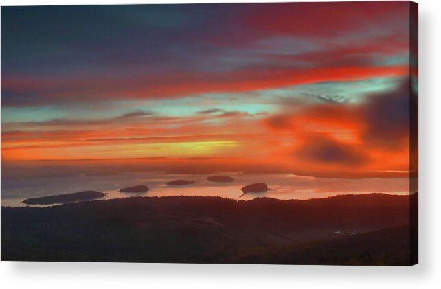 Cadillac Mountain Acrylic Print featuring the photograph Sunrise From Cadillac Mountain by Stephen Vecchiotti
