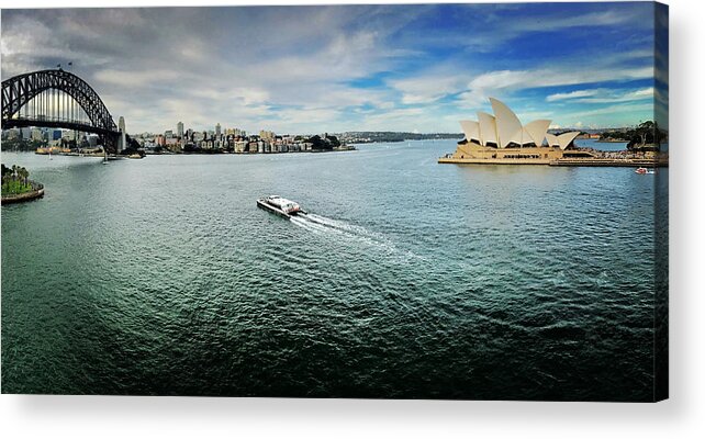 Sydney Acrylic Print featuring the photograph Sydney Harbour Panorama by Sarah Lilja