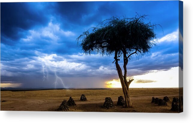 2019-04-11 Acrylic Print featuring the photograph Thunderstorm Over Ol-Pejeta by Phil And Karen Rispin