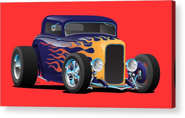 Ford Roadster with Pinup Automotive Art,Vintage,Car Art,Hot Rod Print