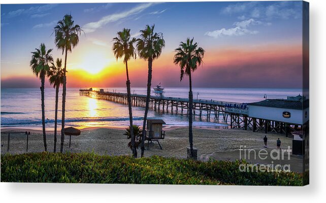 Beach Acrylic Print featuring the photograph Watching the Sunset and the Marine Layer Compete to End the Day by David Levin