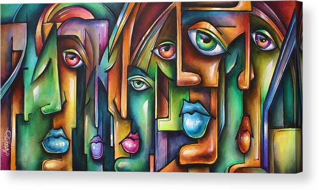 Expressionist Acrylic Print featuring the painting ' Believers ' by Michael Lang