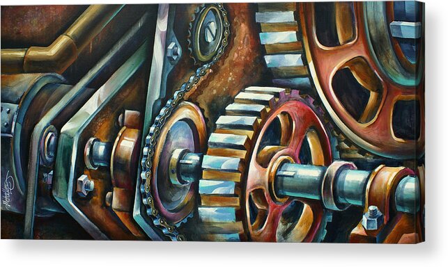 Mechanical Acrylic Print featuring the painting ' In Harmony ' by Michael Lang