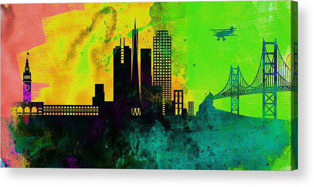 San Francisco Acrylic Print featuring the painting San Francisco City Skyline by Naxart Studio