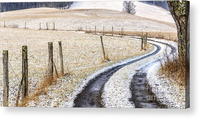 Winter Acrylic Print featuring the photograph Country Lane in Winter #1 by Thomas R Fletcher