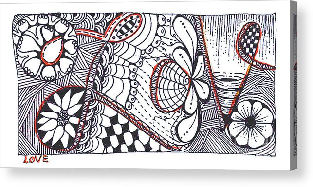 Zentangle Acrylic Print featuring the mixed media Love by Ruth Dailey