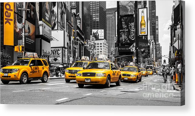 Nyc Acrylic Print featuring the photograph NYC Yellow Cabs - ck by Hannes Cmarits