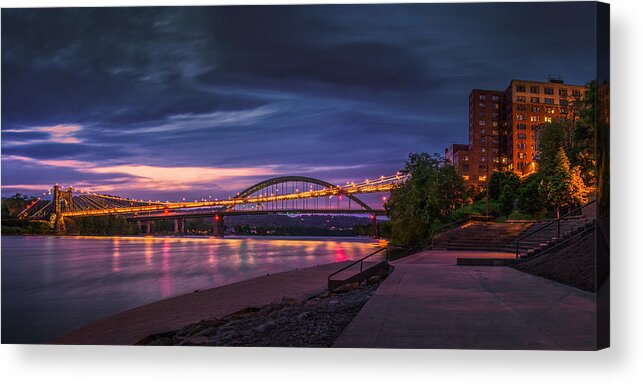 Bridge Acrylic Print featuring the photograph Wheeling Suspension Bridge #2 by Mary Almond