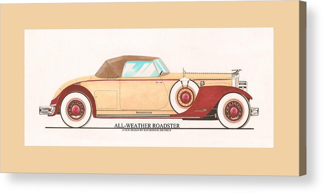 Car Art Acrylic Print featuring the painting 1932 Packard All Weather Roadster by Dietrich concept by Jack Pumphrey