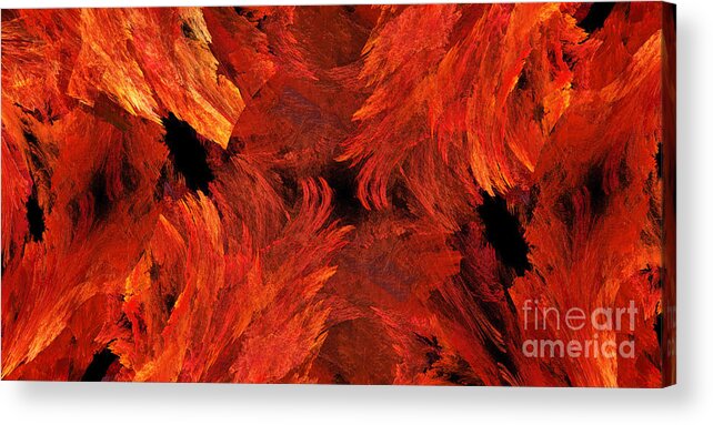 Abstract Acrylic Print featuring the digital art Autumn Fire Abstract Pano 1 by Andee Design