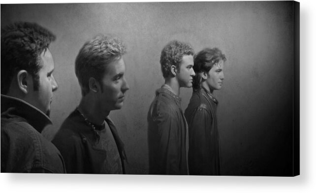 Nsync Acrylic Print featuring the photograph Back Stage with NSYNC BW by David Dehner