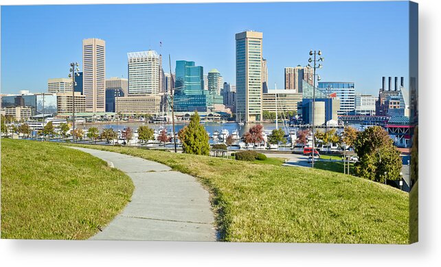 Grass Acrylic Print featuring the photograph Baltimore, Federal Hill Inner Harbor View by Drnadig