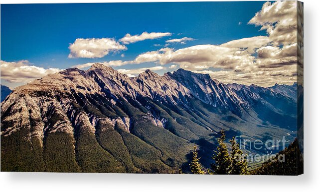 Bob And Nancy Kendrick Acrylic Print featuring the photograph Banff's Mount Rundle by Bob and Nancy Kendrick