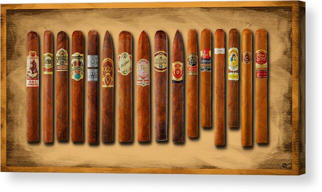 Cigar Acrylic Print featuring the painting Cigar Sampler Painting by Tony Rubino