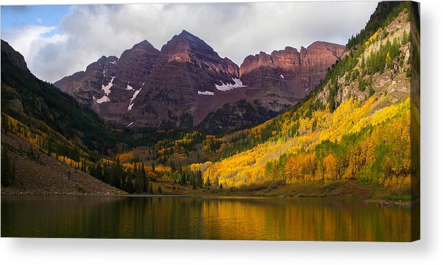 Maroon Acrylic Print featuring the photograph Colorado 14ers the Maroon Bells by Aaron Spong