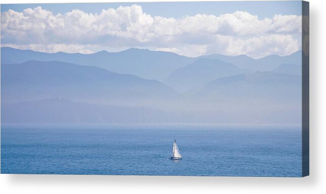 Sailboat Acrylic Print featuring the photograph Colors of Alaska - Sailboat and Blue by Natalie Rotman Cote