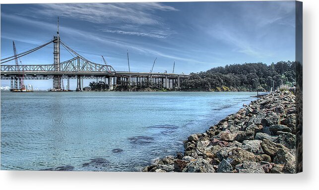 Bay Acrylic Print featuring the photograph Constructing the New Bay Bridge by Noah Katz