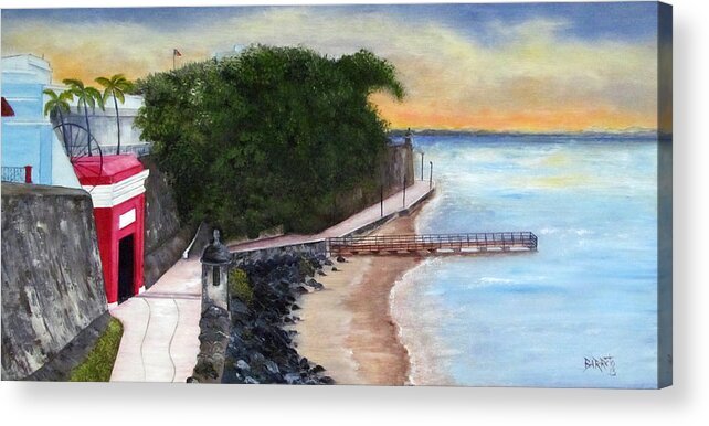 Puerto Rico Acrylic Print featuring the painting Gate to Old San Juan by Gloria E Barreto-Rodriguez