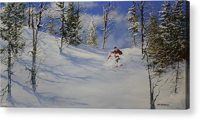 Ski Acrylic Print featuring the painting Glade Runner by Ken Ahlering