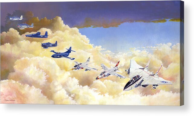 Aviation Acrylic Print featuring the painting Grumman Cats Fantasy Formation by Douglas Castleman