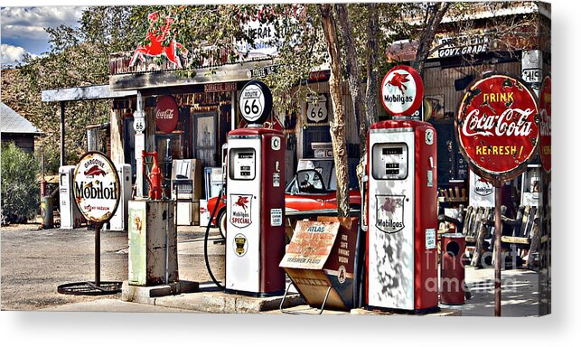  Old Mobile Gas Acrylic Print featuring the photograph Hackberry on 66 by Lee Craig