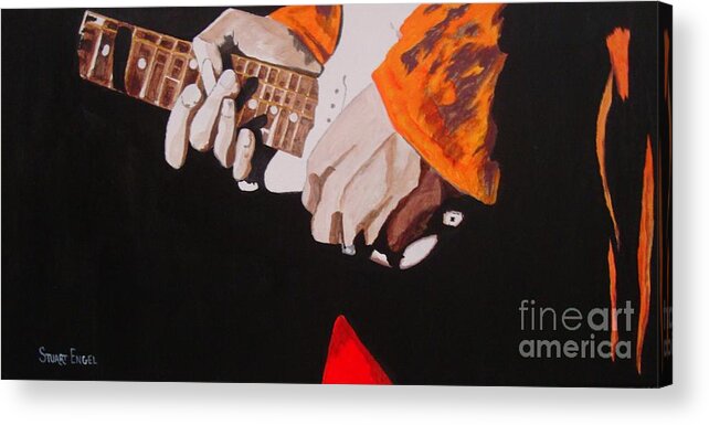 Jimi Acrylic Print featuring the painting Hendrix's Fingers by Stuart Engel