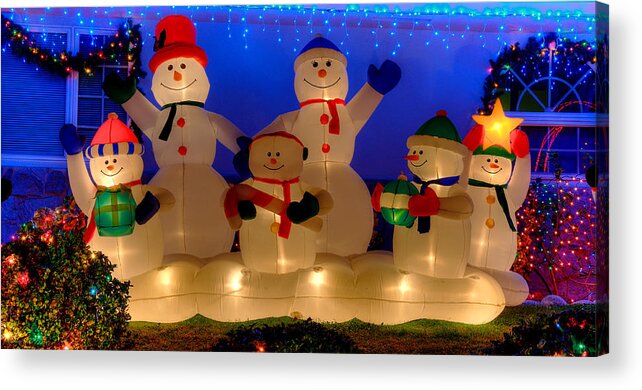Christmas Decorations Acrylic Print featuring the photograph Holiday Snowmen 2 by Richard J Cassato