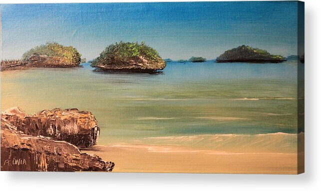 Beach Acrylic Print featuring the painting Hundred Islands in Philippines by Remegio Onia