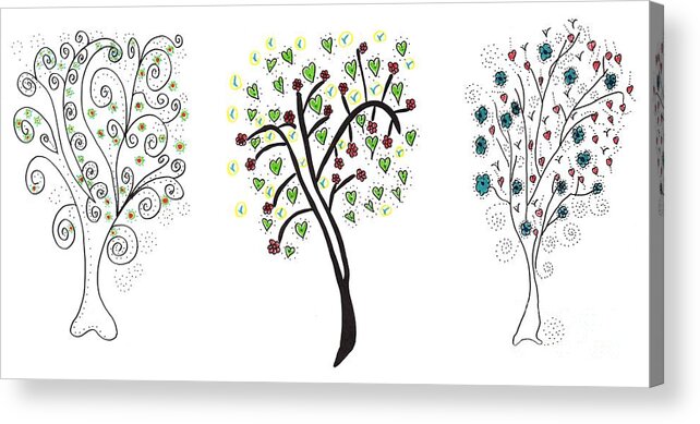 Swirly Twisted Trees Acrylic Print featuring the painting Imagination Garden by Donet' by James and Donna Daugherty