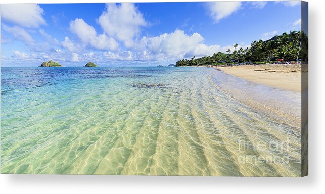 Lanikai Beach Acrylic Print featuring the photograph Lanikai Beach Mid Day Ripples in the Sand 2 to 1 Aspect Ratio by Aloha Art