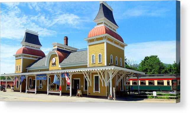 New Hampshire Acrylic Print featuring the photograph North Conway Rail Station by Caroline Stella