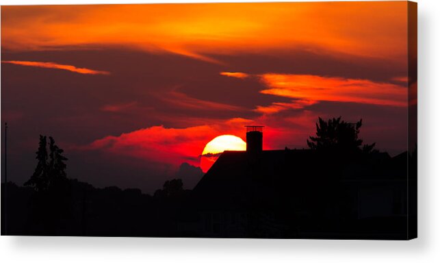 Rooftop Acrylic Print featuring the photograph Rooftop Sunset Silhouette by Kirkodd Photography Of New England