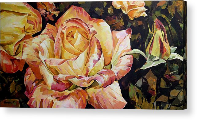 Roses Acrylic Print featuring the painting Rose  by Tim Heimdal