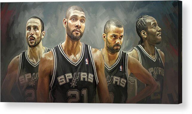 Tim Duncan Acrylic Print featuring the painting San Antonio Spurs Artwork by Sheraz A