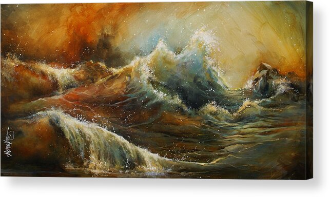 Seascape Acrylic Print featuring the painting 'sandy' by Michael Lang